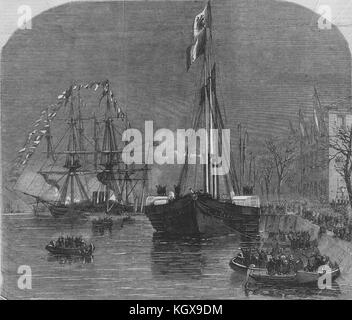 Der Prinz & Prinzessin Friedrich Wilhelm Landung in Antwerpen. Belgien 1858. Die Illustrated London News Stockfoto
