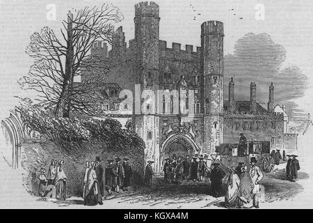Gateway von St. John's College. Cambridgeshire 1847. Die Illustrated London News Stockfoto