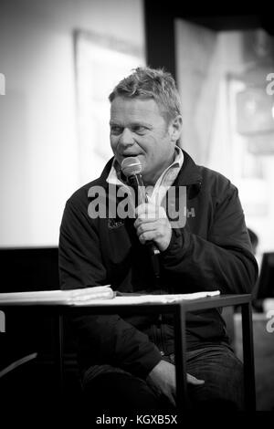 Portrait Skipper Noir et Blanc - Schwarz-Weiß-Porträt des Skippers. Alex Pella Stockfoto