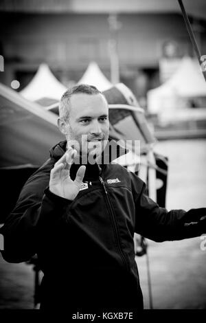 Portrait Skipper Noir et Blanc - Schwarz-Weiß-Porträt des Skippers. Fabrice Amedeo. Stockfoto