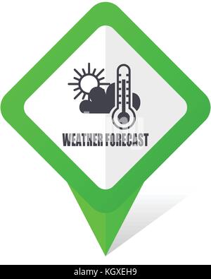 Wettervorhersage grünes Quadrat Zeiger Web und Handy vektor Icon in eps 10 auf weißem Hintergrund mit Schatten Stock Vektor