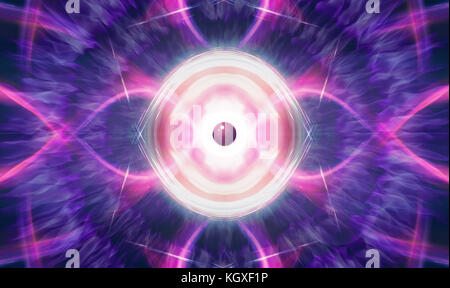 Abstrakte Digitale Kunst Konzept aus Licht Malerei mit Muster von Licht und die Flammen mit einem Auge von Energie. auf Center. Der kann auf eine Werbung von e verwendet werden. Stockfoto