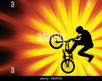 Bmx-Radfahrer auf der Abstract background-Vektor Stock Vektor