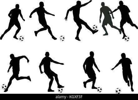 Fußball-Spieler detaillierte Silhouetten-Vektor Stock Vektor