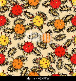 Nahtlose Muster aus kleinen Virus, Partikel und Moleküle Stock Vektor