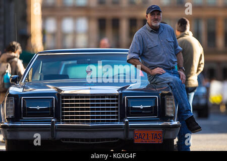 Melrose tv-show Dreharbeiten in Glasgow, Schottland Stockfoto