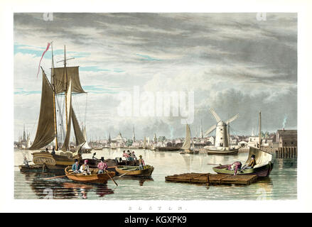 Alte Ansicht von Boston aus dem Schiff Haus. Von Bennett, Publ. in New York. 1833 Stockfoto