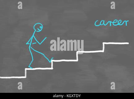 Strichmännchen voran Schritt für Schritt Stockfoto