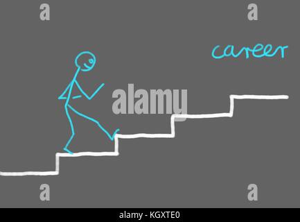 Strichmännchen voran Schritt für Schritt Stockfoto