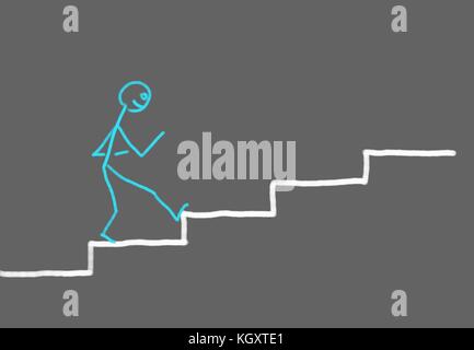 Strichmännchen voran Schritt für Schritt Stockfoto