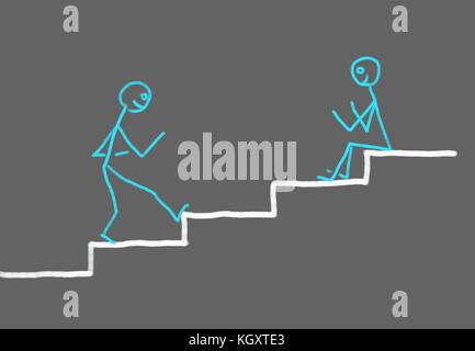 Strichmännchen voran Schritt für Schritt Stockfoto
