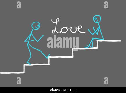 Strichmännchen voran Schritt für Schritt Stockfoto