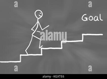 Strichmännchen voran Schritt für Schritt Stockfoto