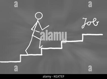 Strichmännchen voran Schritt für Schritt Stockfoto