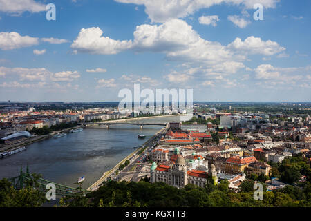Ungarn, Budapest, Blick über die Stadt vom Gellertberg, Stadtbild Stockfoto