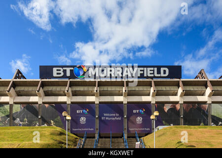 BT Murrayfield ist ein Stadion in erster Linie für Rugby Union übereinstimmt, verwendet. Das Stadion ist die Heimat der Schottischen Rugby Union. Stockfoto