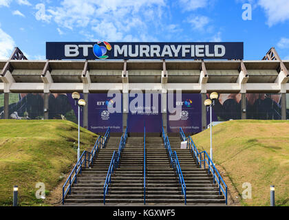 BT Murrayfield ist ein Sportstadion, das hauptsächlich für rugby-union-Spiele genutzt wird. Das Stadion ist die Heimstätte der Scottish Rugby Union. Stockfoto