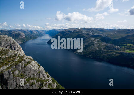 Lysefjord oder lysefjorden ist ein Fjord in der Ryfylke Gegend im Südwesten von Norwegen. Stockfoto