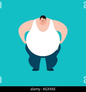 Fat wütend. stout Kerl böse Emoji. Big man aggressiv. Vector Illustration Stock Vektor