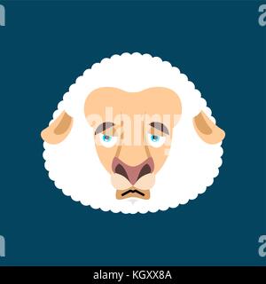 Schafe trauriges Gesicht Avatar. farm animal schmerzhaften Emoji. Vector Illustration Stock Vektor