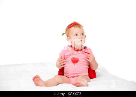 Baby in Superhelden Kostüm Stockfoto