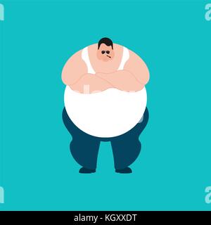 Fat starke cool Ernst. stout Kerl rauchen Zigarre emoji. Big man streng. Vector Illustration Stock Vektor