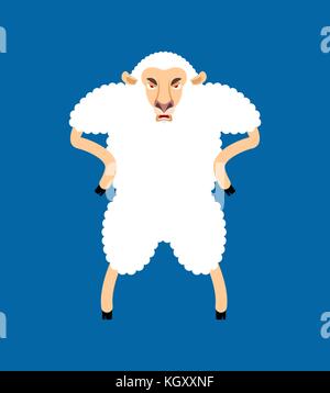 Schafe wütend Avatar der Emotionen. Ewe böse Emoji. farm animal aggressiv. Vector Illustration Stock Vektor