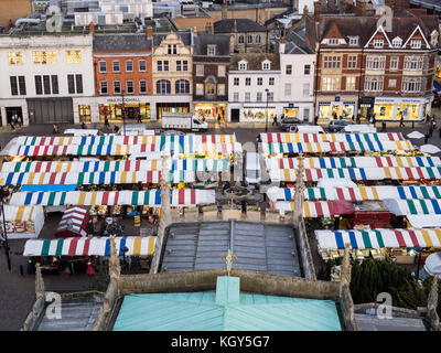 Cambridge Markt Stadtbild - Luftaufnahme in der Dämmerung aufgenommen Stockfoto