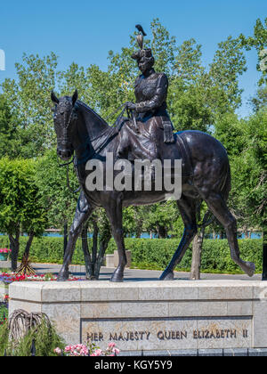 Queen Elizabeth Statue, Wascana Centre, Regina, Saskatchewan, Kanada. Stockfoto