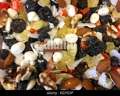 Joghurt Ambrosia mix Hintergrund von Trail mix Stockfoto