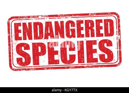 Gefährdete Arten grunge Stempelabdruck auf weißem Hintergrund, Vector Illustration Stock Vektor