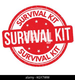 Survival Kit grunge Stempelabdruck auf weißem Hintergrund, Vector Illustration Stock Vektor