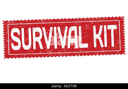 Survival Kit grunge Stempelabdruck auf weißem Hintergrund, Vector Illustration Stock Vektor