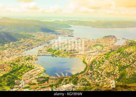 Bergen Luftaufnahme Norwegen Stockfoto