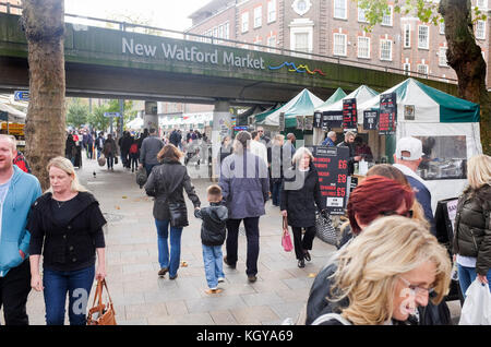 Watford, Hertfordshire, UK Oktober 2017 - Die neue Watford Market Stockfoto