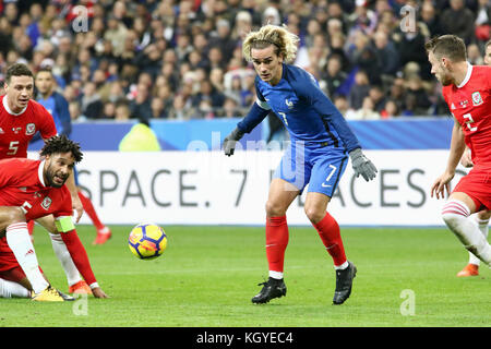 Paris, Frankreich. 10 Nov, 2017. Antoine Griezmann in Aktion während der freundlich Fußballspiel zwischen Frankreich und Wales bei Stade de France. Credit: SOPA/ZUMA Draht/Alamy leben Nachrichten Stockfoto