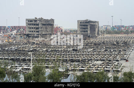 Tianjin, China. August 2015. Tianjin Explosion Nachwirkungen, Sprengstelle. Kredit: Jayne Russell/ZUMA Wire/Alamy Live News Stockfoto