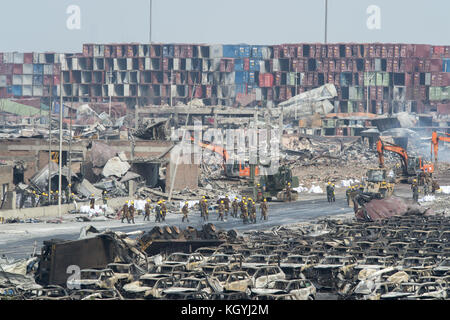 Tianjin, China. August 2015. Tianjin Explosion Nachwirkungen, Sprengstelle. Kredit: Jayne Russell/ZUMA Wire/Alamy Live News Stockfoto