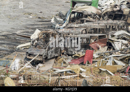 Tianjin, China. August 2015. Tianjin Explosion Nachwirkungen, Sprengstelle. Kredit: Jayne Russell/ZUMA Wire/Alamy Live News Stockfoto