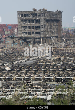 Tianjin, China. August 2015. Tianjin Explosion Nachwirkungen, Sprengstelle. Kredit: Jayne Russell/ZUMA Wire/Alamy Live News Stockfoto