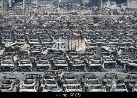 Tianjin, China. August 2015. Tianjin Explosion Nachwirkungen, Sprengstelle. Kredit: Jayne Russell/ZUMA Wire/Alamy Live News Stockfoto