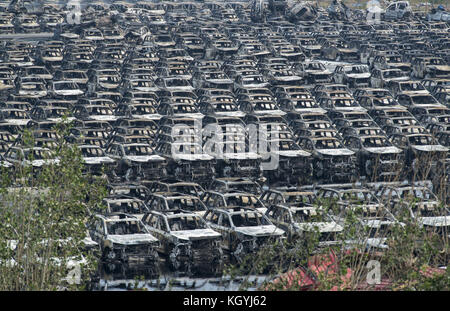 Tianjin, China. August 2015. Tianjin Explosion Nachwirkungen, Sprengstelle. Kredit: Jayne Russell/ZUMA Wire/Alamy Live News Stockfoto