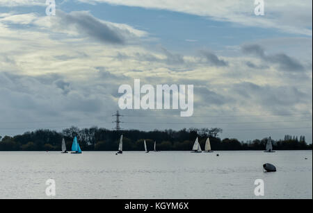 Segeln Boote genießen Sie einen Nachmittag auf chasewater Country Park unter gemischt Herbst Wetter Stockfoto