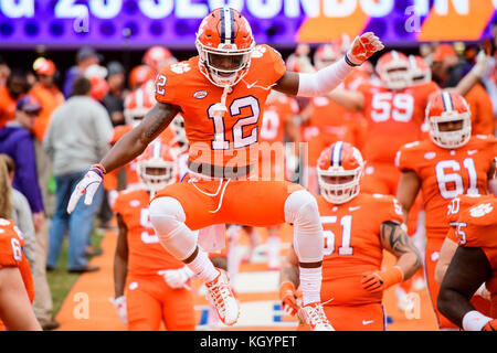 Clemson Defensive zurück K' von Wallace (12) während der NCAA College Football Spiel zwischen Florida Zustand und Clemson am Samstag, November 11, 2017 at Memorial Stadium in Clemson, SC. Jakob Kupferman/CSM Stockfoto