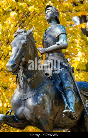 Bronzestatue Jeanne d'Arc, Skulptur von Paul Dubois, Meridian Hill Park, Columbia Heights, Washington, D.C., Vereinigte Staaten von Amerika Stockfoto