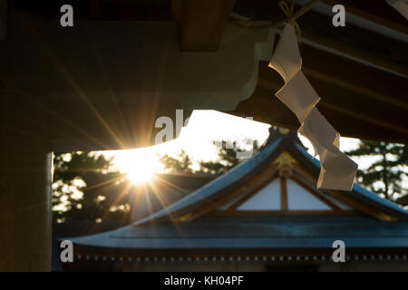 Hiroshima, Japan - 27. Mai 2017: hiroshima - gokoku jinja Schrein bei Sonnenuntergang Stockfoto