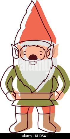 Gnome mit Kostüm in Aquarell Silhouette Stock Vektor