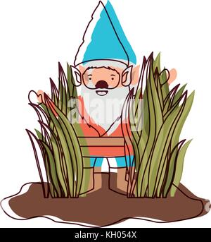 Gnome aus den Büschen in Aquarell Silhouette Stock Vektor