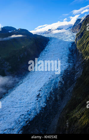 Antenne des Fox Glacier, South Island, Neuseeland Stockfoto