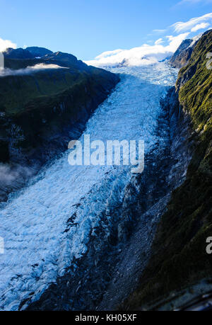 Antenne des Fox Glacier, South Island, Neuseeland Stockfoto